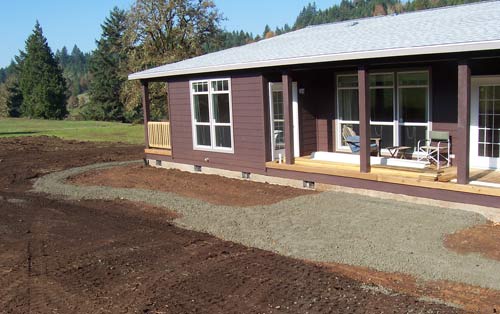 Back Porch with finished rock paths